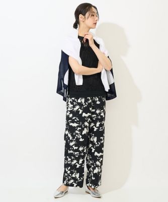 ［日本製］ブラッシュパターンワイドストレートパンツ