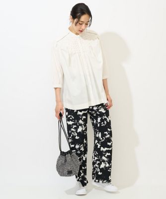 ［日本製］ブラッシュパターンワイドストレートパンツ