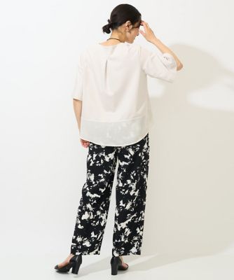 ［日本製］ブラッシュパターンワイドストレートパンツ