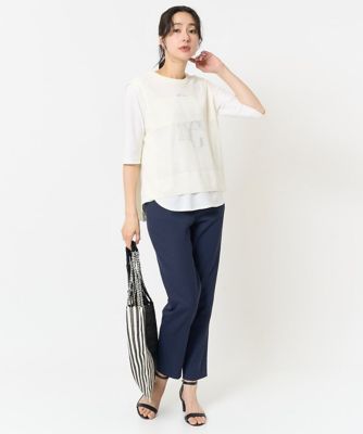 日本製／接触冷感］スリムストレートクロップドパンツ | GEORGES