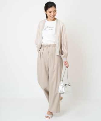 ［日本製／セットアップ対応］リネンピンストライプワイドパンツ