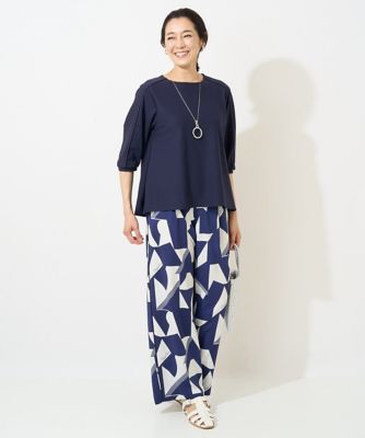 ［日本製］ジオメトリックストレートワイドパンツ