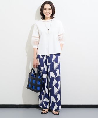 ［日本製］ジオメトリックストレートワイドパンツ