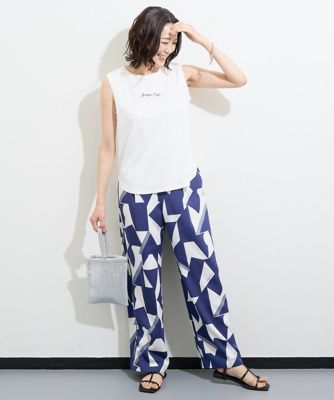 ［日本製］ジオメトリックストレートワイドパンツ