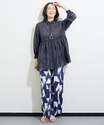 ［日本製］ジオメトリックストレートワイドパンツ