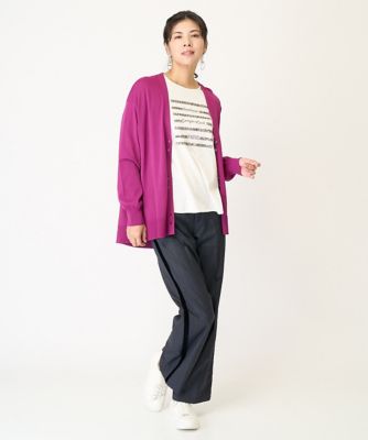 ［日本製］ラメストライプベルベットラインストレートパンツ