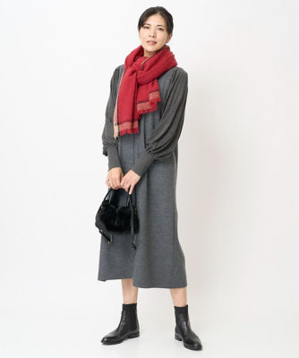 ウールスムースジャージーボリュームスリーブワンピース | GEORGES