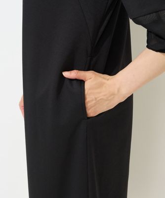 日本製／接触冷感］ストレッチランタンスリーブナローワンピース