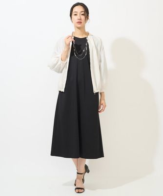 日本製／接触冷感］ストレッチランタンスリーブナローワンピース