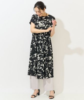 ＜GEORGES RECH　(Women)＞［日本製］ブラッシュパターンフレンチスリーブワンピース