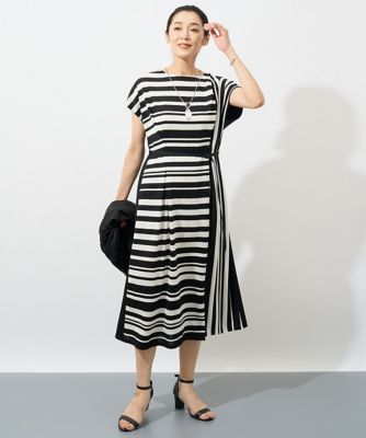 GEORGES RECH　(Women)/ジョルジュ　レッシュ ［日本製］ストライプミックスボーダージャージーワンピース