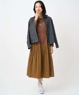 ＜GEORGES RECH　(Women)＞ジャージータフタコンビワンピース