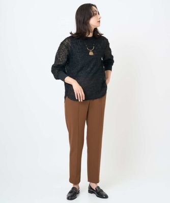 日本製］カットジョーゼットストレッチテーパードパンツ | GEORGES