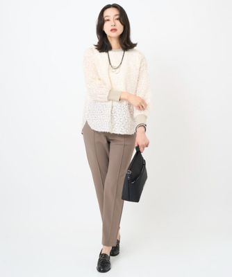 日本製］カットジョーゼットストレッチテーパードパンツ | GEORGES