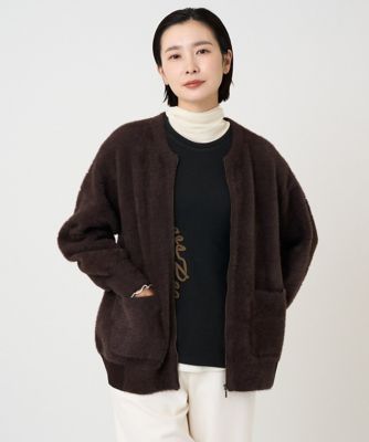 ebure ブラウン Vネック シルクコットンカーディガン エブール ebure ブラウン Vネック シルクコットンカーディガン エブール