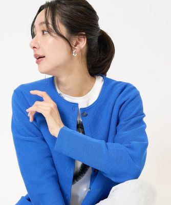 ＜GEORGES RECH　(Women)＞［アンサンブル対応］ガーター編クルーネックカーディガン