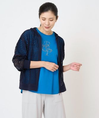 GEORGES RECH　(Women)/ジョルジュ　レッシュ メッシュニット9分袖パーカー