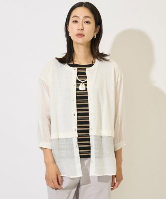 【SALE】GEORGES RECH (Women)/ジョルジュ レッシュ リネンライクコットンシアーカーディガン ホワイト90 トップス【三越伊勢丹/公式】