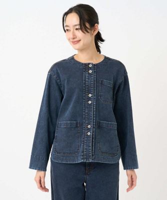 セットアップ対応］ノーカラージャージーデニムジャケット | GEORGES 