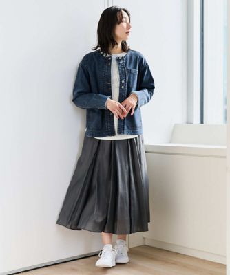 セットアップ対応］ノーカラージャージーデニムジャケット | GEORGES 