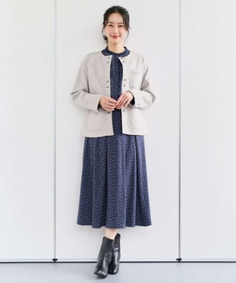 セットアップ対応］ノーカラージャージーデニムジャケット | GEORGES 