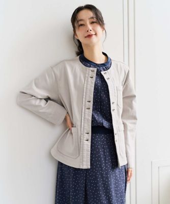 セットアップ対応］ノーカラージャージーデニムジャケット | GEORGES 