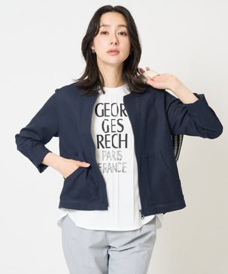 【SALE】GEORGES RECH (Women)/ジョルジュ レッシュ ジャージーノーカラーショートブルゾン ネイビー57 コート・ジャケット【三越伊勢丹/公式】