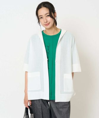 【SALE】GEORGES RECH (Women)/ジョルジュ レッシュ シアーフードカーディガン ホワイト90 トップス【三越伊勢丹/公式】