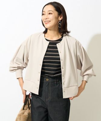 カットジョーゼットクルーネックカーディガン