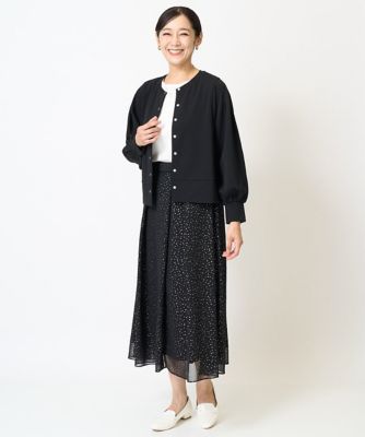 カットジョーゼットクルーネックカーディガン