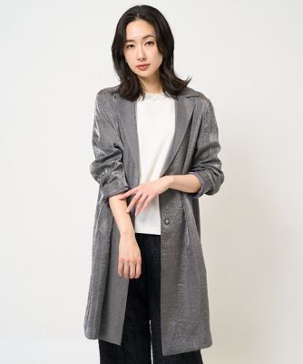 メタリックツイルロングコート