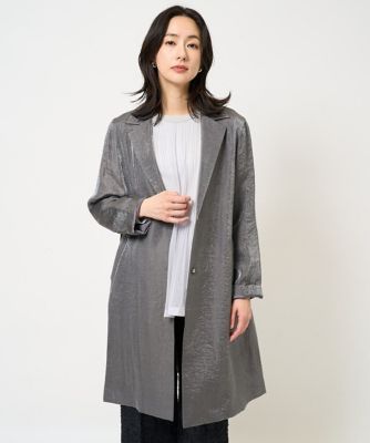 メタリックツイルロングコート