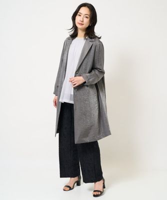 メタリックツイルロングコート