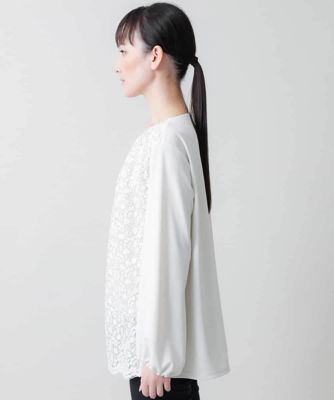 フラワーレース刺繍ジョイントブラウス　／日本製／洗える