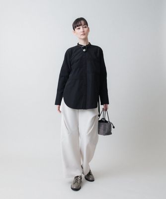ピンタックアクセントバンドカラーシャツ ／日本製／洗える