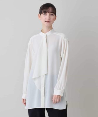 ＜HIROKO KOSHINO (Women)＞ドレープタイシフォンブラウス　／日本製／洗える