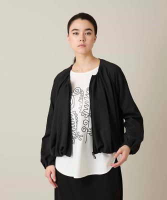 ＜HIROKO KOSHINO (Women)＞タックギャザーノーカラーブルゾン　／日本製