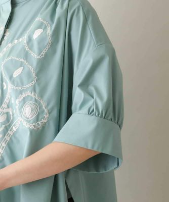 フラワー刺繍オーバーシルエットブラウス