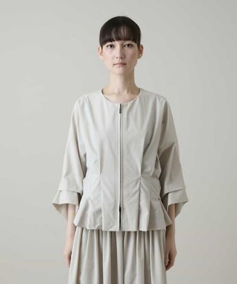 タックアクセントジップアップブラウス／日本製／洗える | HIROKO