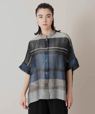 コシノヒロコ ブルー系 メッシュ柄半袖トップス HIROKO KOSHINO（T 