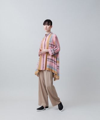 カラーボーダーシアーブラウス　／日本製