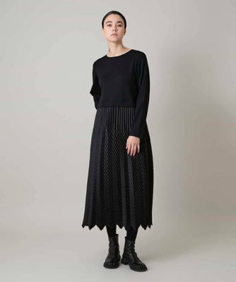 ＜HIROKO KOSHINO (Women)＞サテンプリーツ切り替えデザインワンピース／洗える