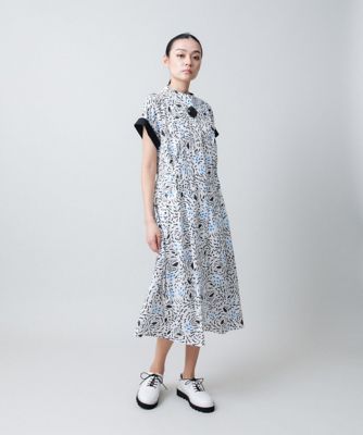 プリーツタック切り替えデザインワンピース　／日本製
