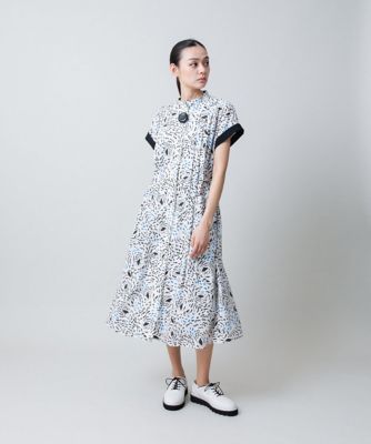 プリーツタック切り替えデザインワンピース　／日本製