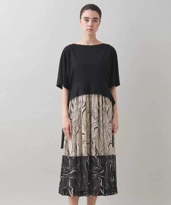 線画プリント切り替えデザインワンピース／日本製 | HIROKO