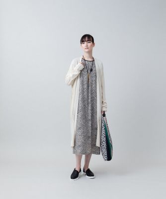 小付きヒョウ柄デザインワンピース　／日本製／洗える