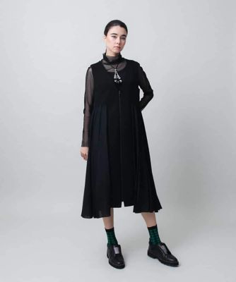 異素材プリーツロングベスト／日本製／洗える | HIROKO KOSHINO (Women