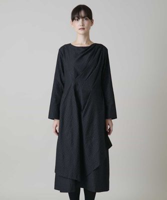 ドットジャカードアシンメトリーワンピース ／洗える | HIROKO KOSHINO