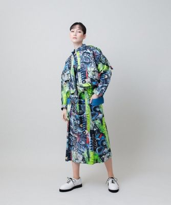 ヒロココシノ 夏を彩るアートプリント ワンピース 38 総柄 美品 ヒロココシノ 夏を彩るアートプリント ワンピース 38 総柄 美品