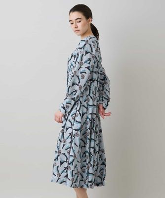 【日本製／洗える】アートフラワーピンタックプリーツワンピース